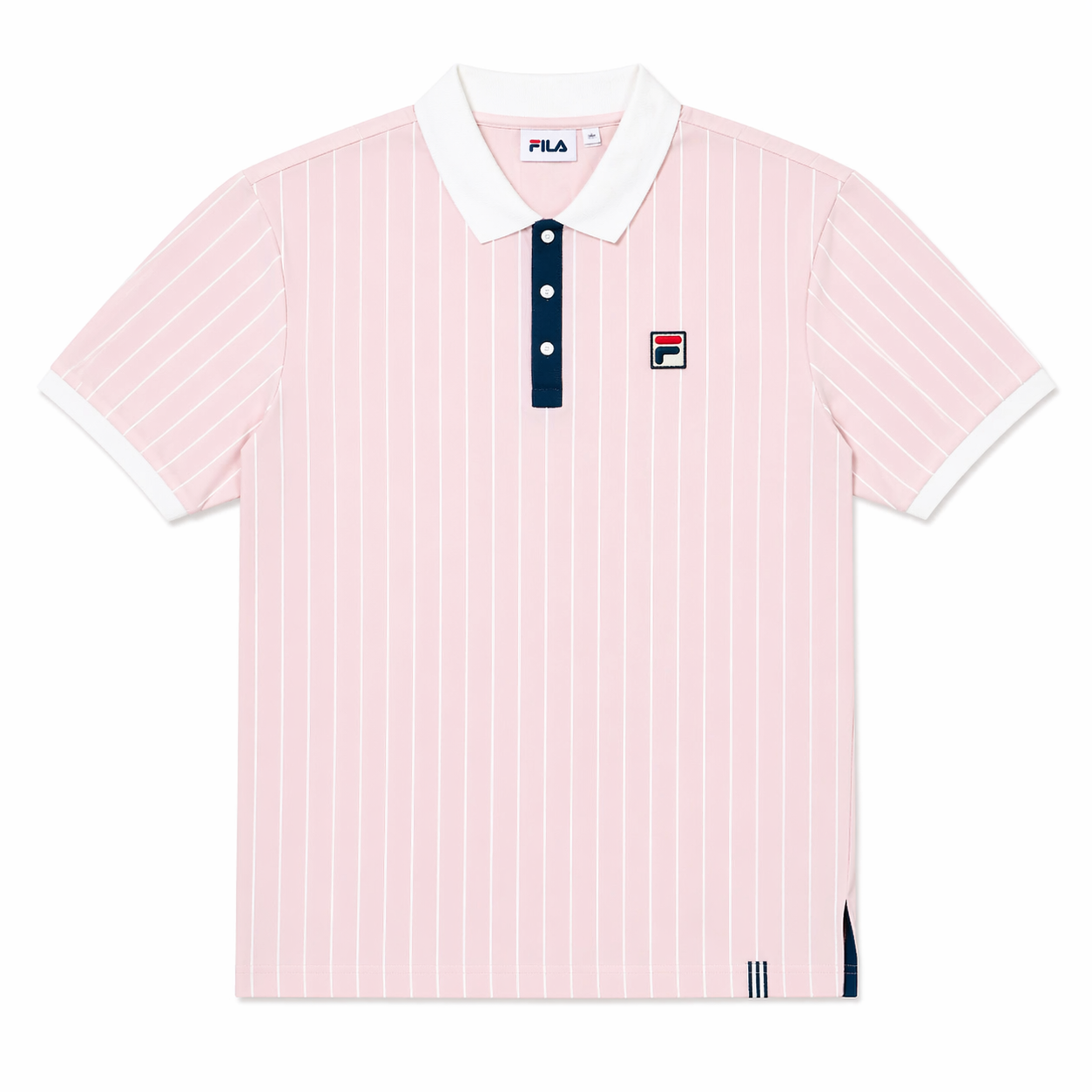 Fila Vintage Men's BB1 Classic Vintage Stripped Polo Shirt Pale Lilac / White