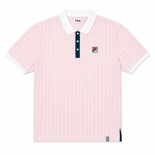 Fila Vintage Men's BB1 Classic Vintage Stripped Polo Shirt Pale Lilac / White