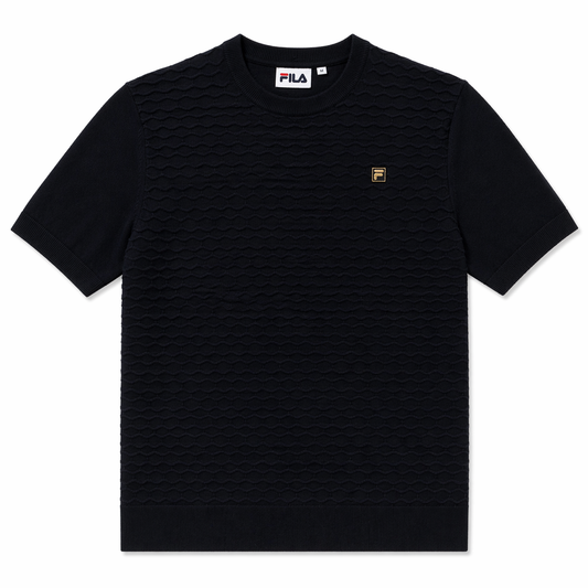 Fila Vintage Men's Don Textured Knit T Shirt Black