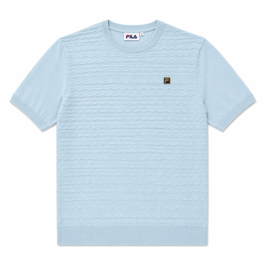 Fila Vintage Men's Don Textured Knit T Shirt Sterling Blue