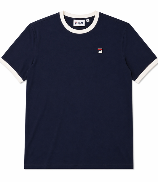 Fila Vintage Men's Marconi Essential Ringer T Shirt Fila Navy / Gardenia