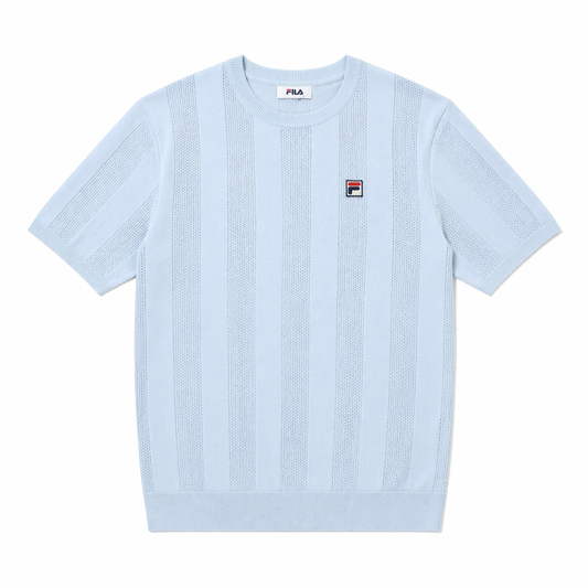 Fila Vintage Men's Corrado Knitted Panel T Shirt Skyway Blue