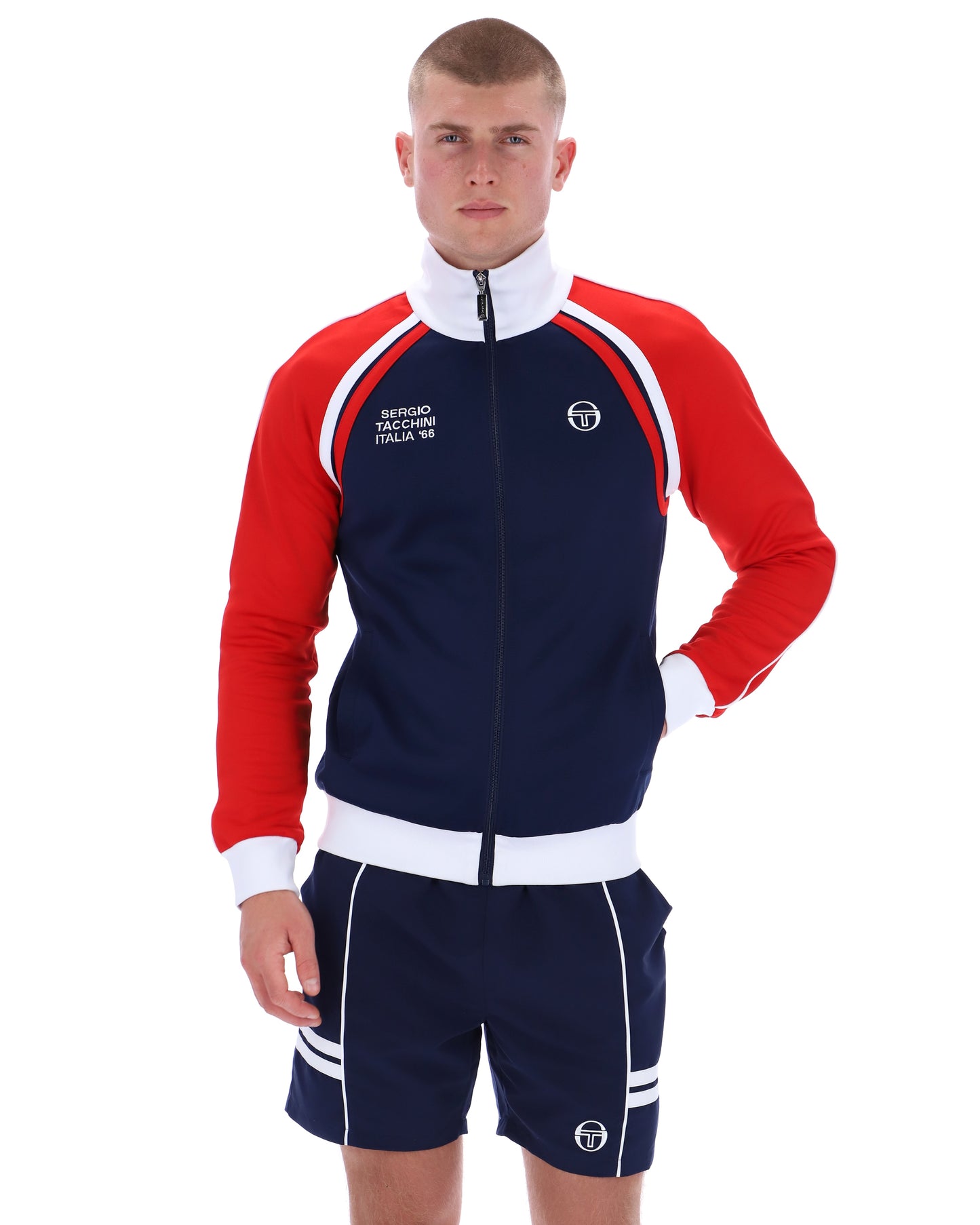 Sergio Tacchini Men's Ghibli Davis Track Top Maritime Blue / Adrenaline Rush / White