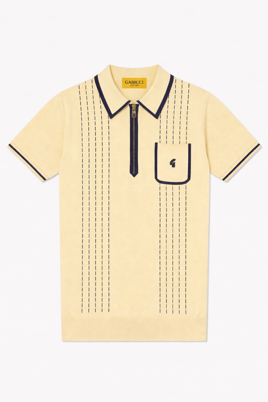 Gabicci Vintage Men's V56GM25 Darron SS Polo Shirt Lemon Yellow