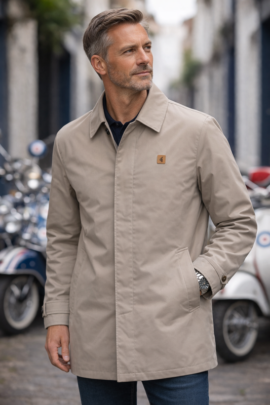 Gabicci Vintage Men's V00GJ12 Houghton Rain Mac Coat Oatmeal