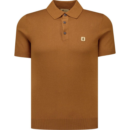 Gabicci Vintage Men's V19GK04 Jackson SS Knit Polo Shirt Walnut Brown