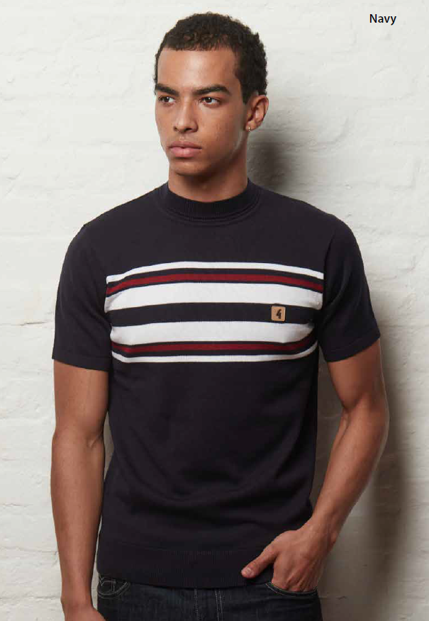 Gabicci Vintage Men's V56GM19 Liam Crew Neck T-Shirt Navy Blue