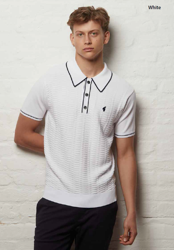 Gabicci Vintage Men's V56GM22 Ronnie SS Polo Shirt White