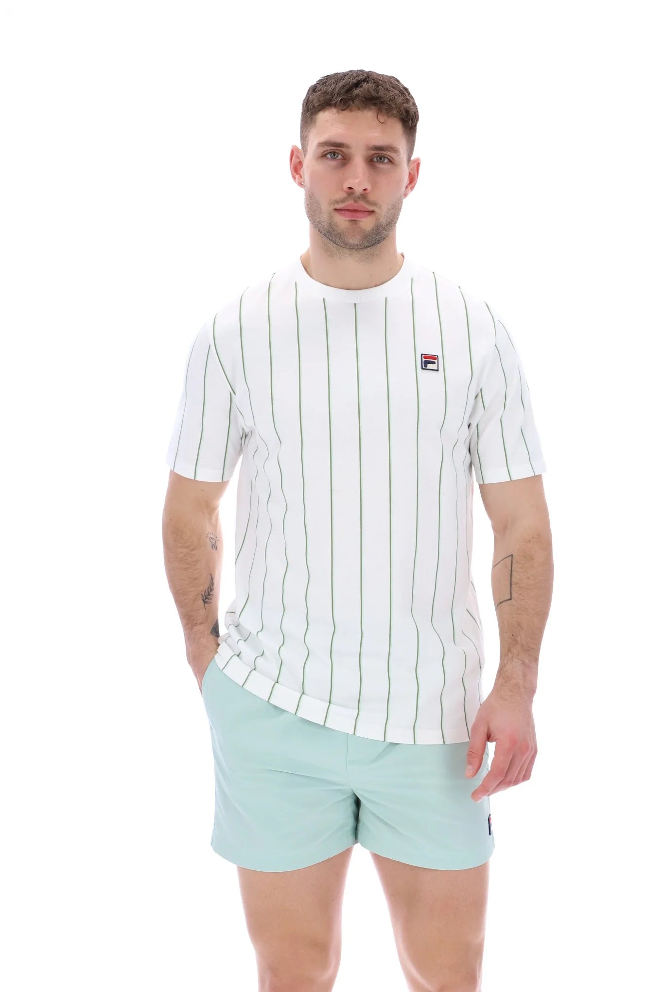 Fila Vintage Men's Lee Pin Stripped T Shirt White