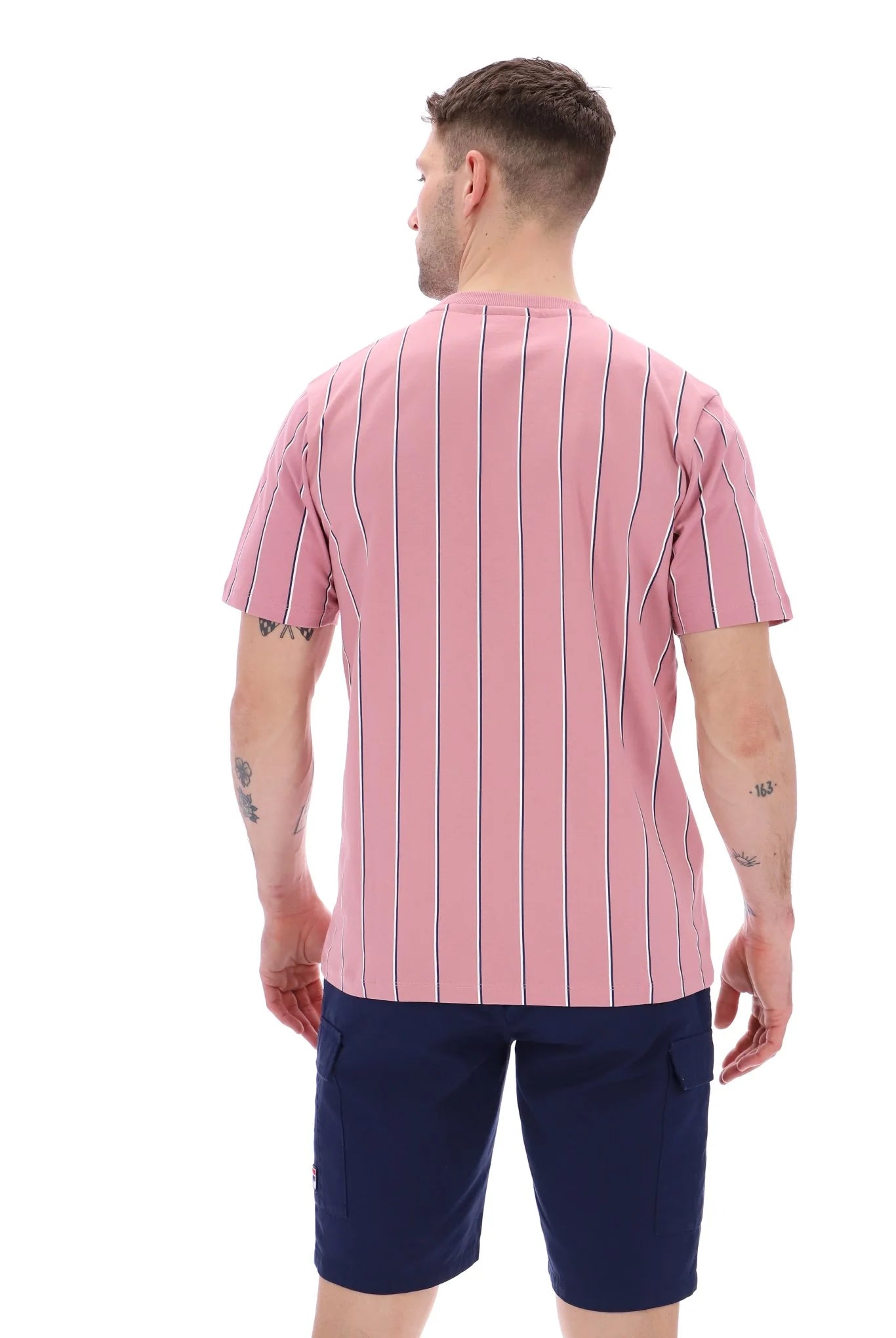 Fila Vintage Men's Lee Pin Stripped T Shirt Foxglove Pink