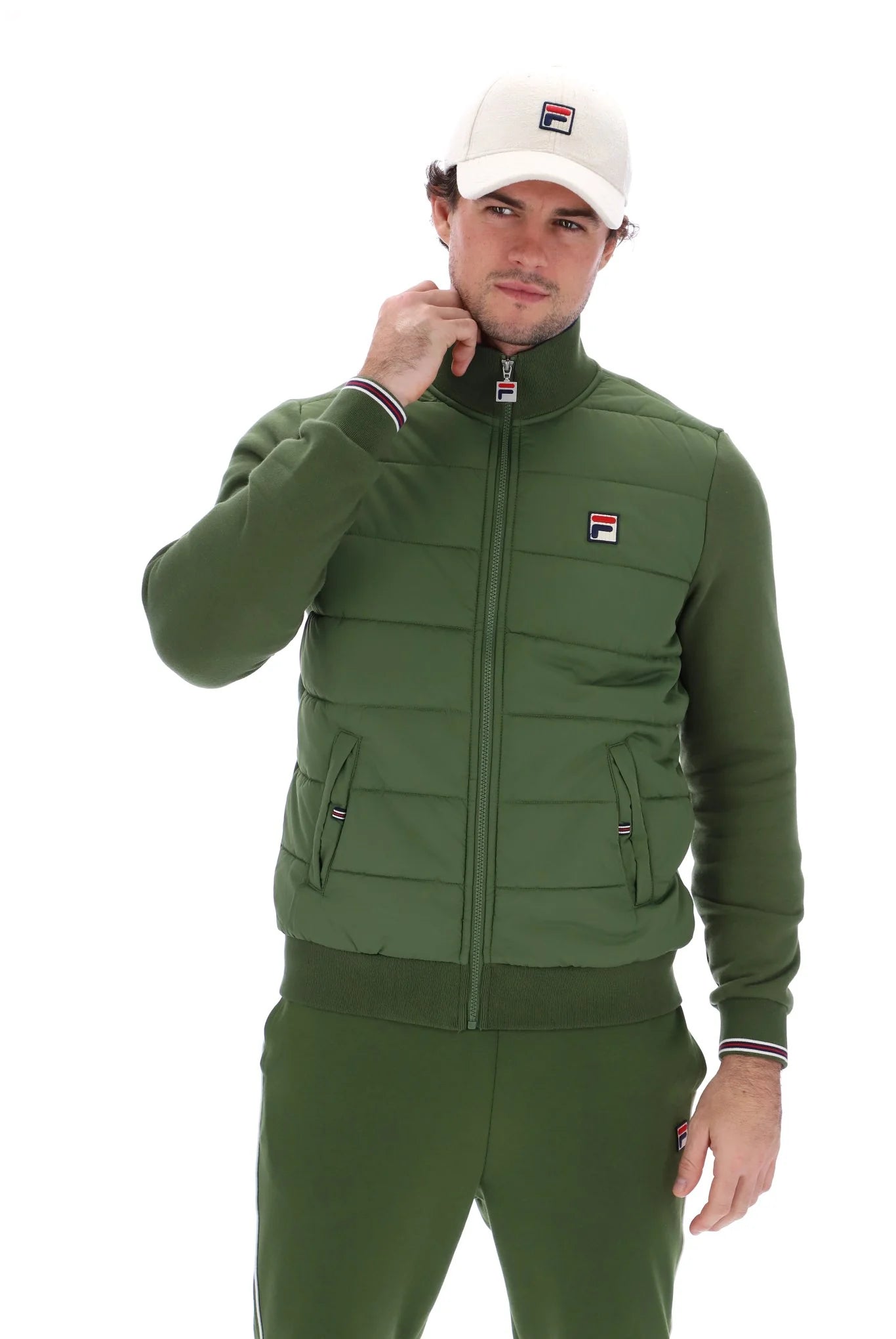 Fila Vintage Men's Malachi Puffer Front Body Jacket Chive Green