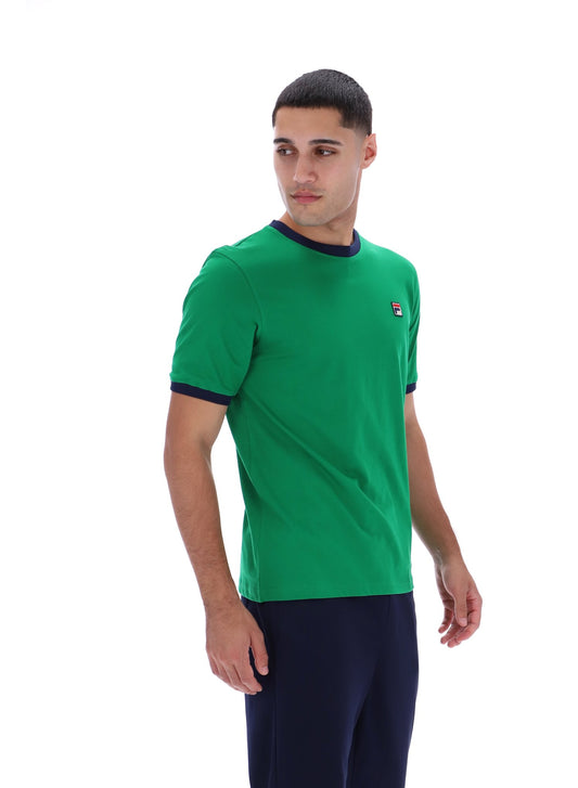 Fila Vintage Men's Marconi Essential Ringer T Shirt Green / Fila Navy