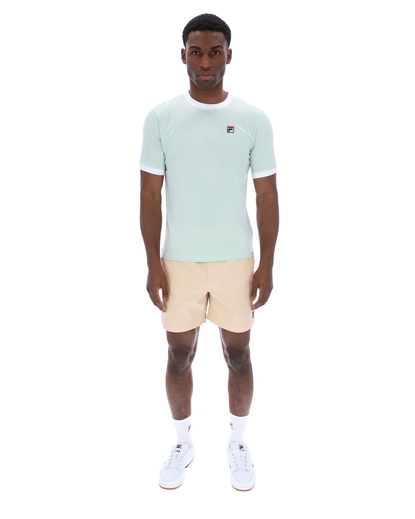 Fila Vintage Men's Marconi Essential Ringer T Shirt Surf Spray / White