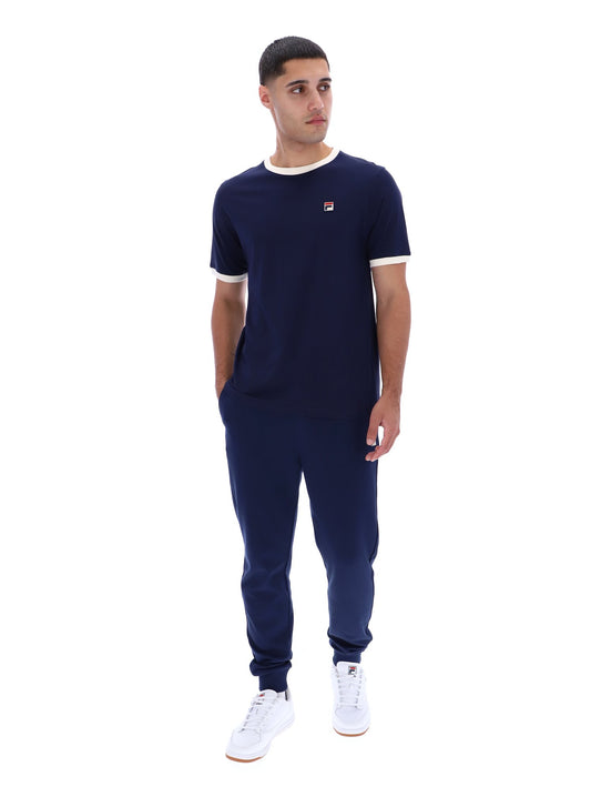 Fila Vintage Men's Marconi Essential Ringer T Shirt Fila Navy / Gardenia