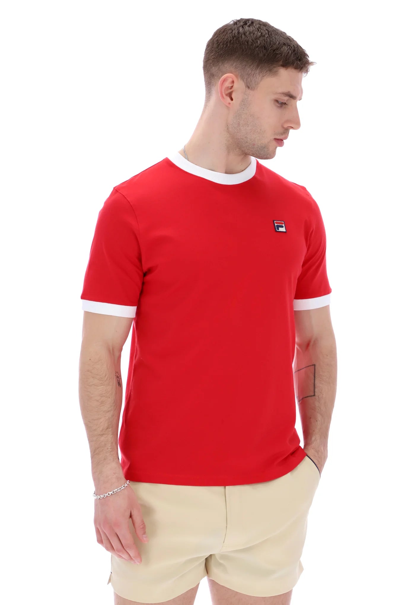 Fila Vintage Men's Marconi Essential Ringer T Shirt Red