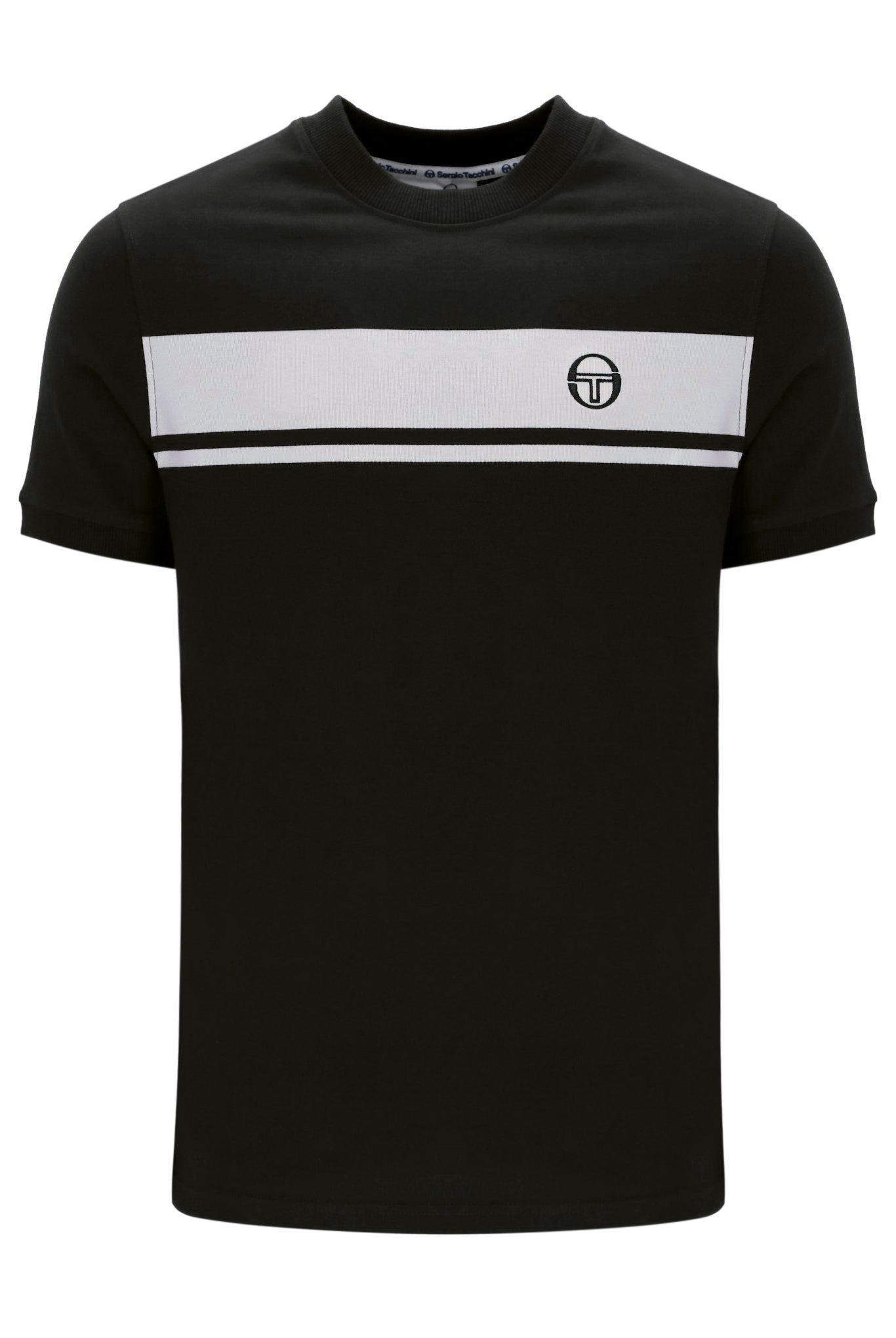 Sergio Tacchini Men's STM14593 SS Master Crew Neck T Shirt Black / Glacier Grey
