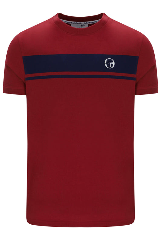 Sergio Tacchini STM14593 SS Master Crew Neck T Shirt Merlot / Maritime Blue