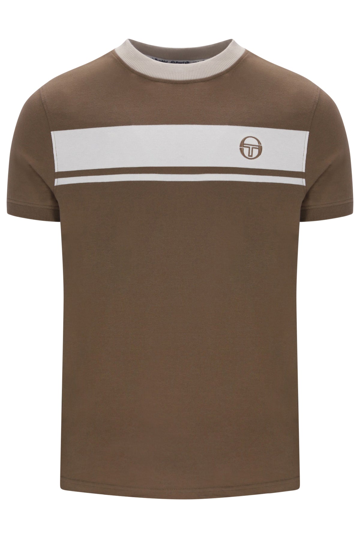 Sergio Tacchini Men's STM14593 SS Master Crew Neck T Shirt Shitake / Gardenia