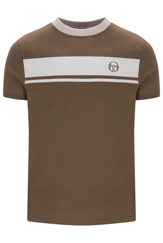 Sergio Tacchini Men's STM14593 SS Master Crew Neck T Shirt Shitake / Gardenia