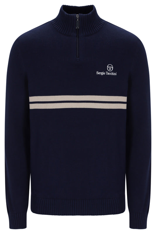 Sergio Tacchini New Dallas 1/4 Zip Knitted Top Maritime Blue / Peyote