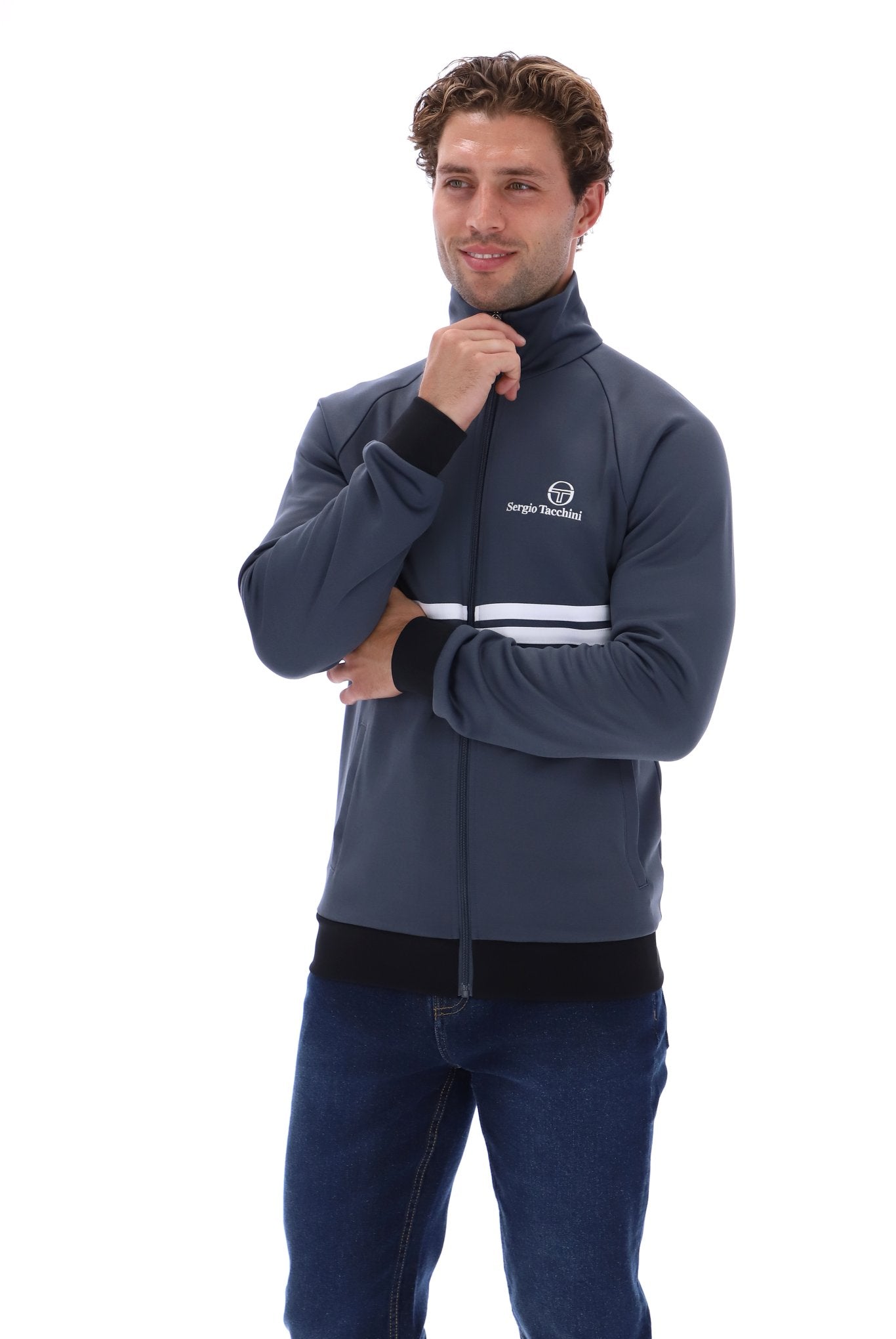 Sergio Tacchini Men's Dallas Track Top Turbulence / White / Black