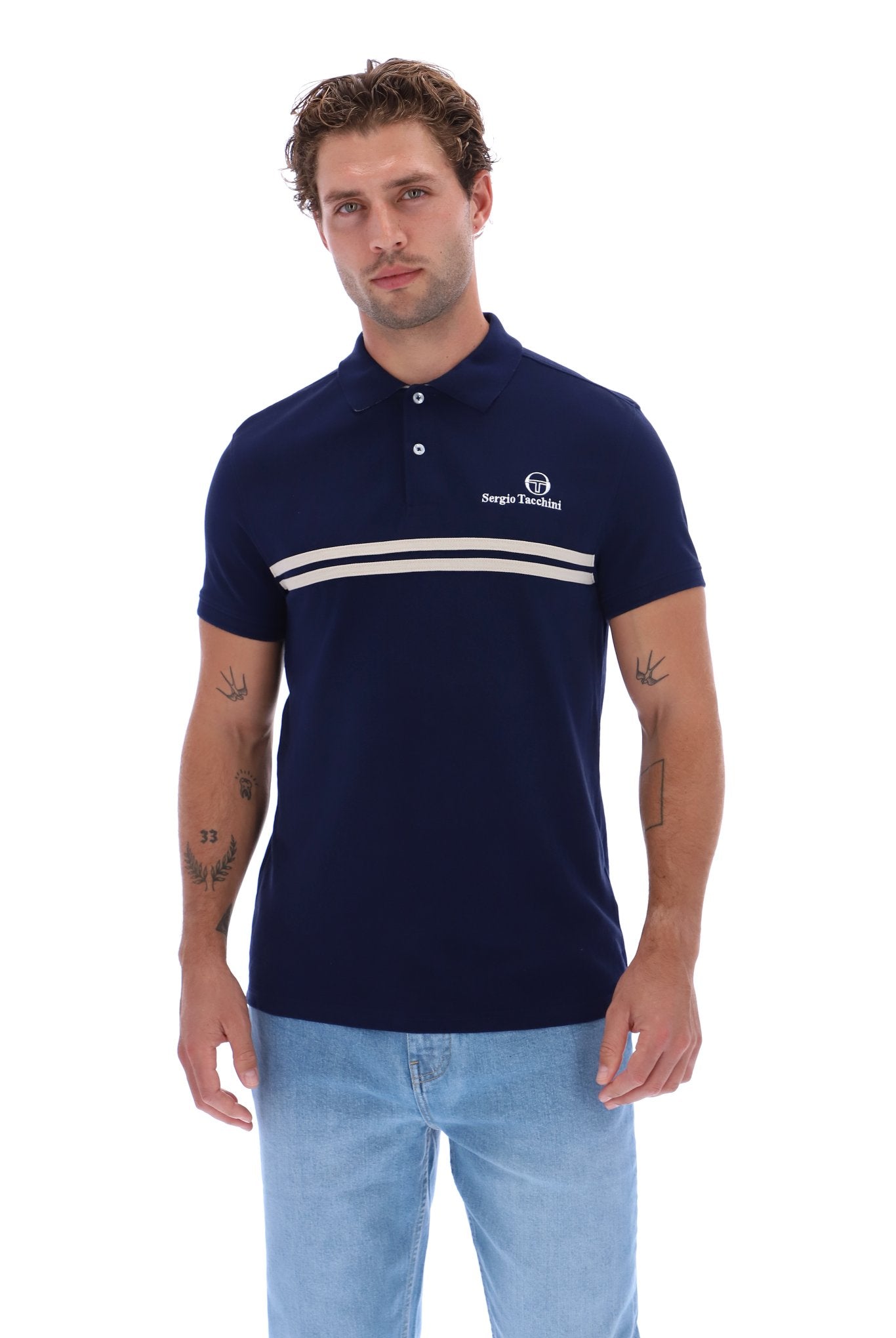 Sergio Tacchini Men's STM21140 Supermac Polo Shirt Maritime Blue / Peyote