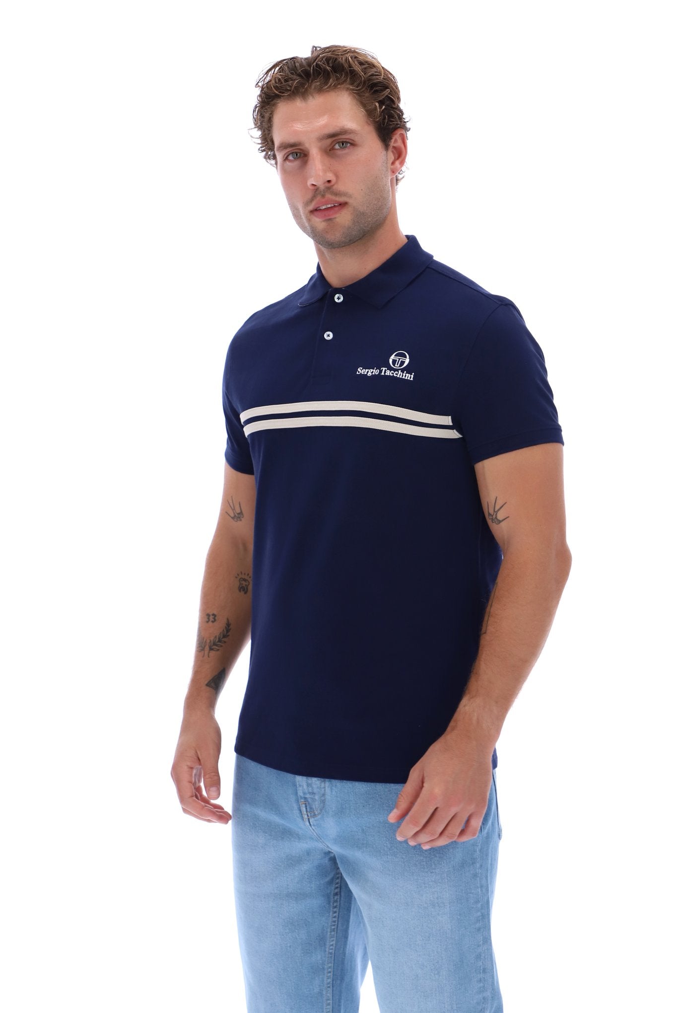 Sergio Tacchini Men's STM21140 Supermac Polo Shirt Maritime Blue / Peyote