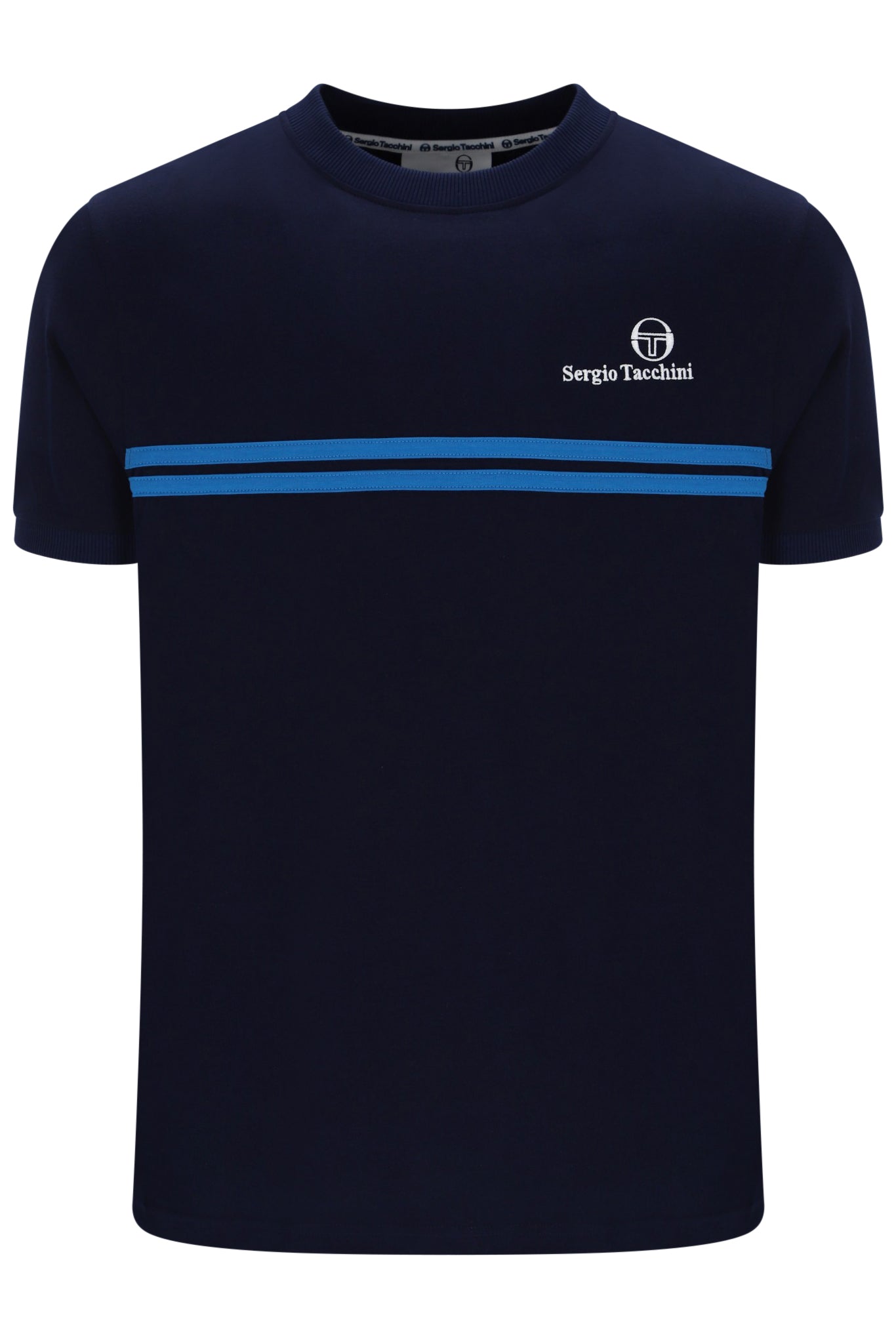 Sergio Tacchini Men's STM14565 Supermac Short Sleeve T Shirt Maritime Blue / Princess Blue