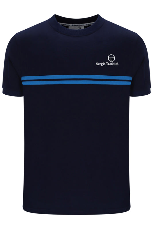 Sergio Tacchini Men's STM14565 Supermac Short Sleeve T Shirt Maritime Blue / Princess Blue