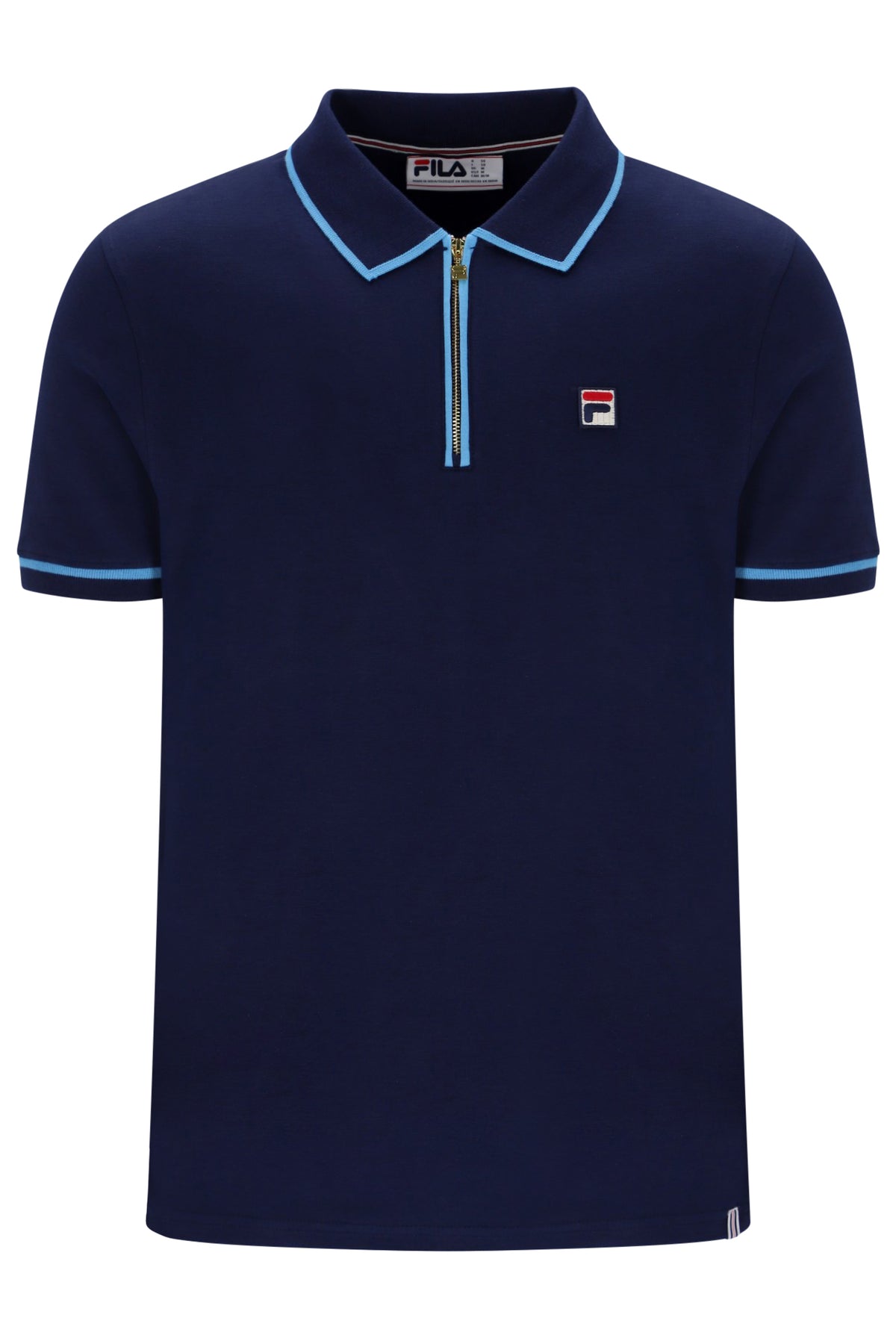 Fila Vintage Men's Oden Zip Polo Shirt Fila Navy / Azure Blue