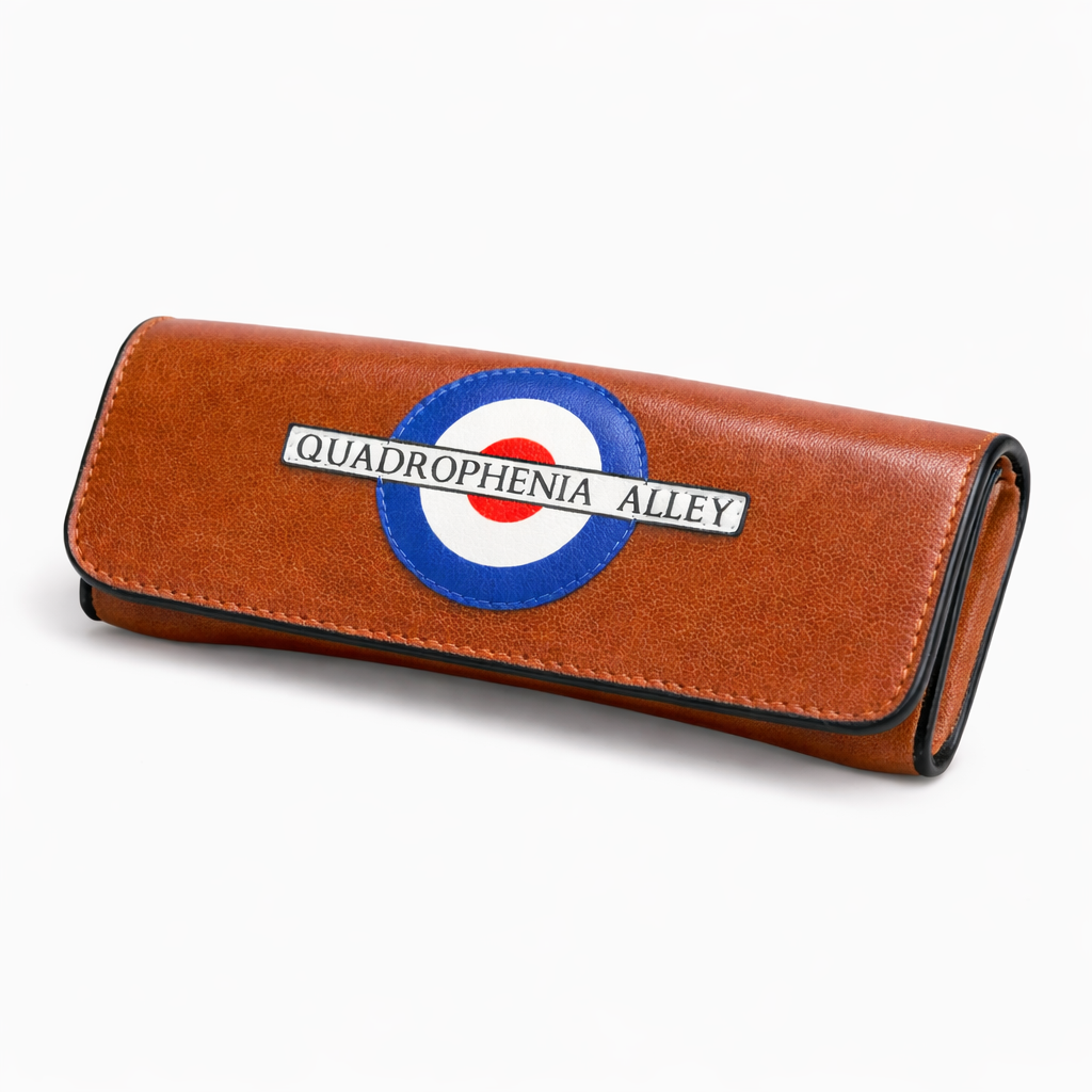 Quadrophenia Alley Exclusive Mod Target Leather Flap Over Glasses Case Brown
