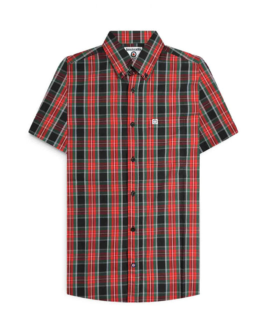 Lambretta Men's RWIS1473 SS Check Shirt Black / Red / Green