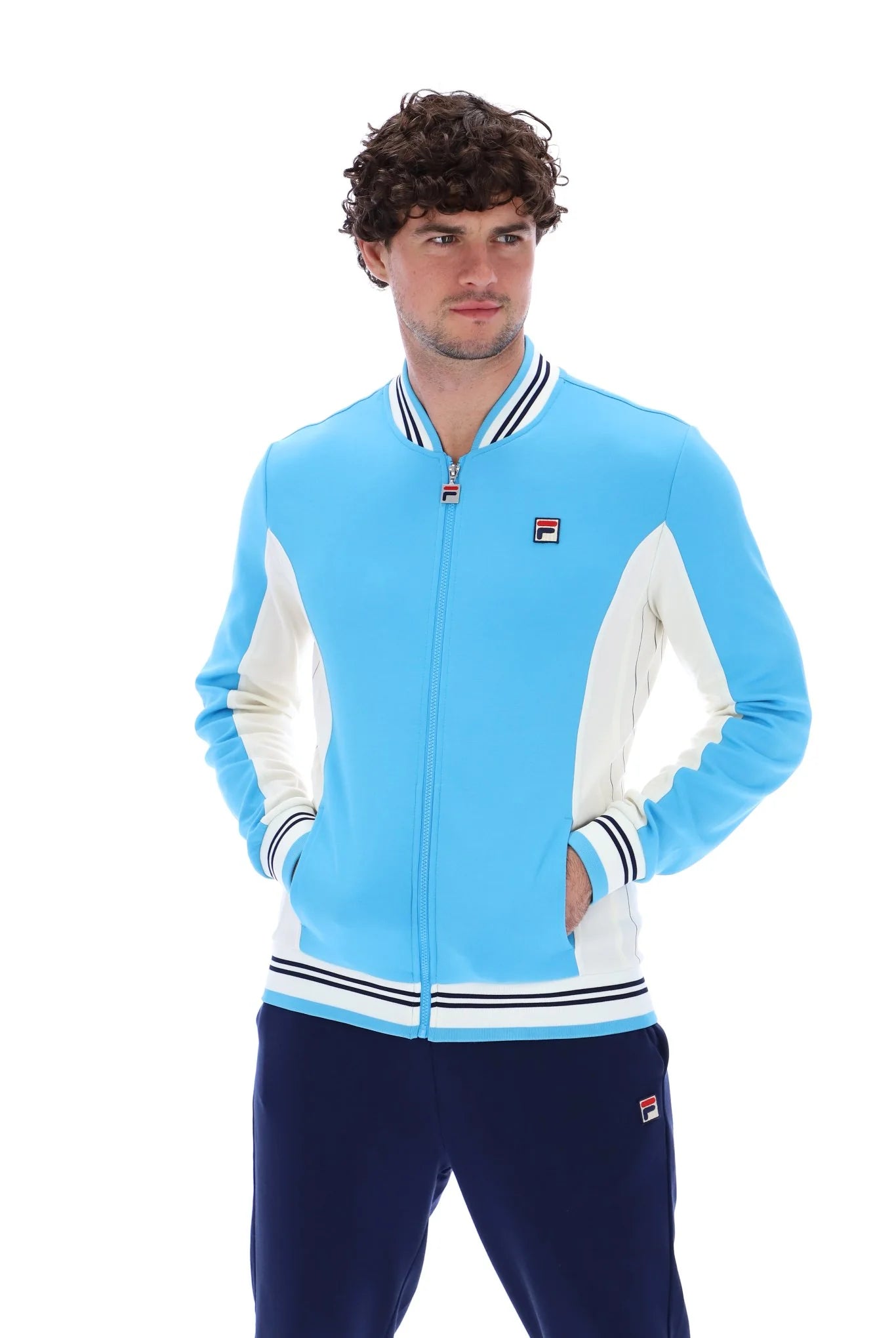 Fila Vintage Men's Settanta 2 Track Top Cyan Blue