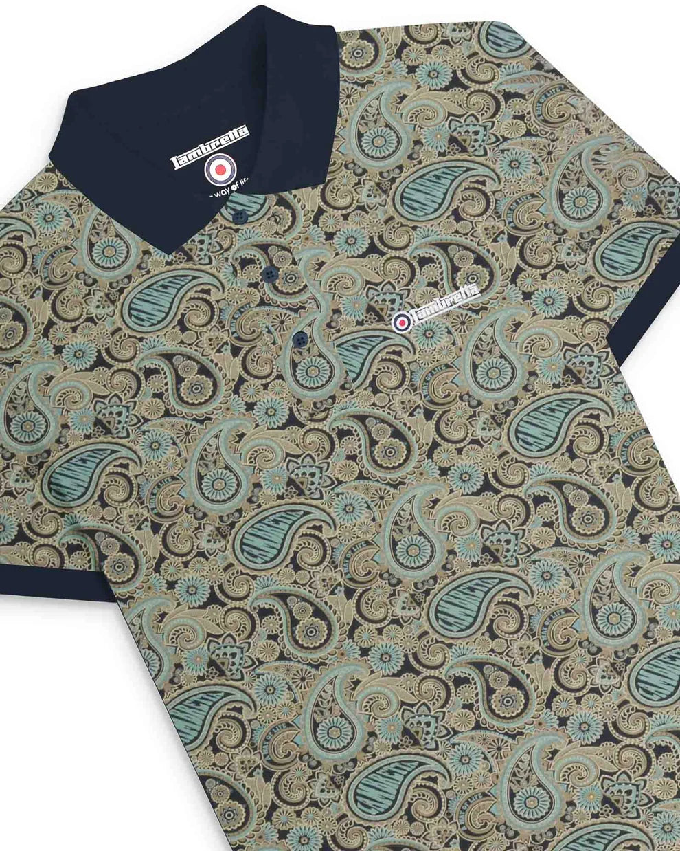 Lambretta SS0031 Paisley Brand Polo Shirt Navy Cameo / Blue