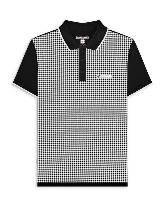 Lambretta Men's SS1500 Gingham AOP Polo Shirt Black