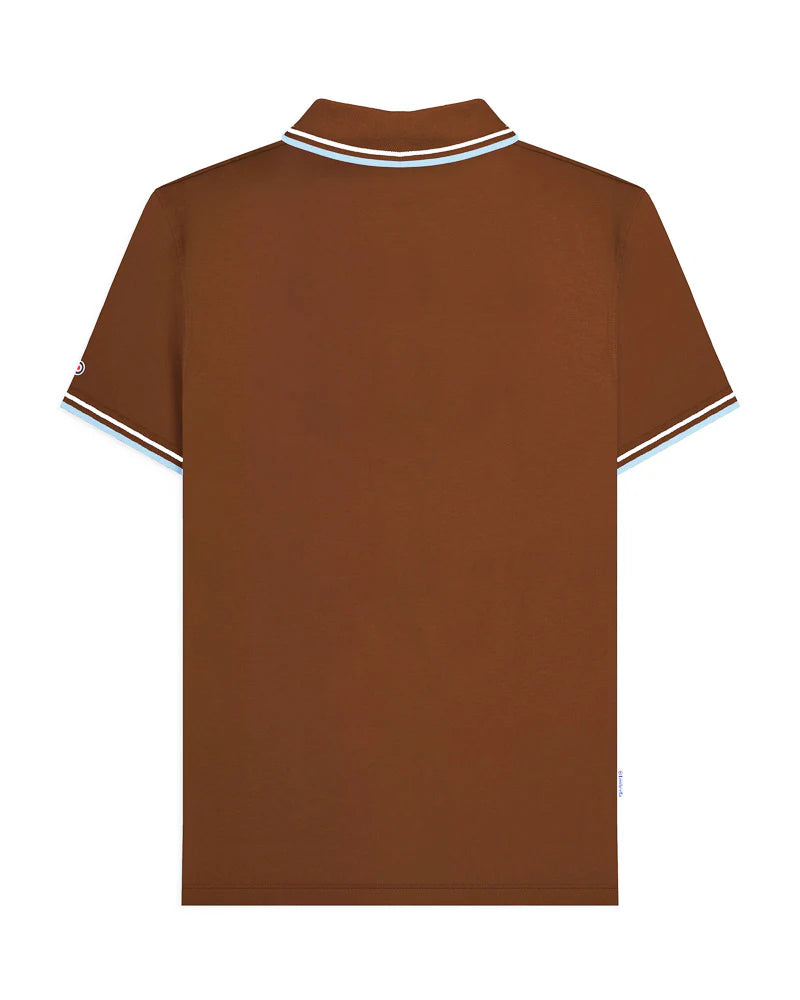 Lambretta Men's SS1608 Twin Tipped Polo Shirt Brown / White / Angel Falls