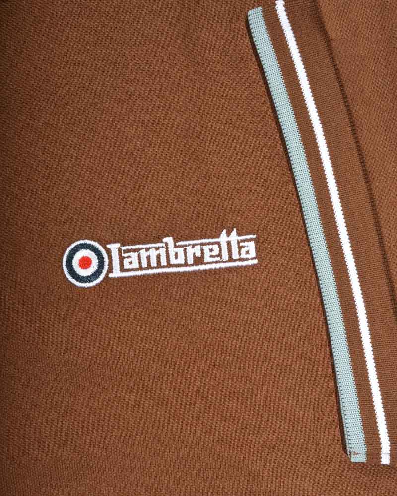 Lambretta Men's SS1608 Twin Tipped Polo Shirt Brown / White / Angel Falls