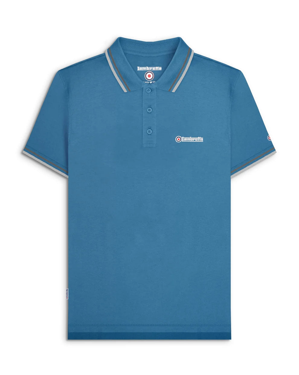 Lambretta SS1608 Twin Tipped Polo Shirt Dark Blue / Thuderstorm / Grey
