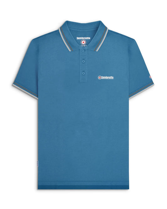 Lambretta SS1608 Twin Tipped Polo Shirt Dark Blue / Thunderstorm / Grey