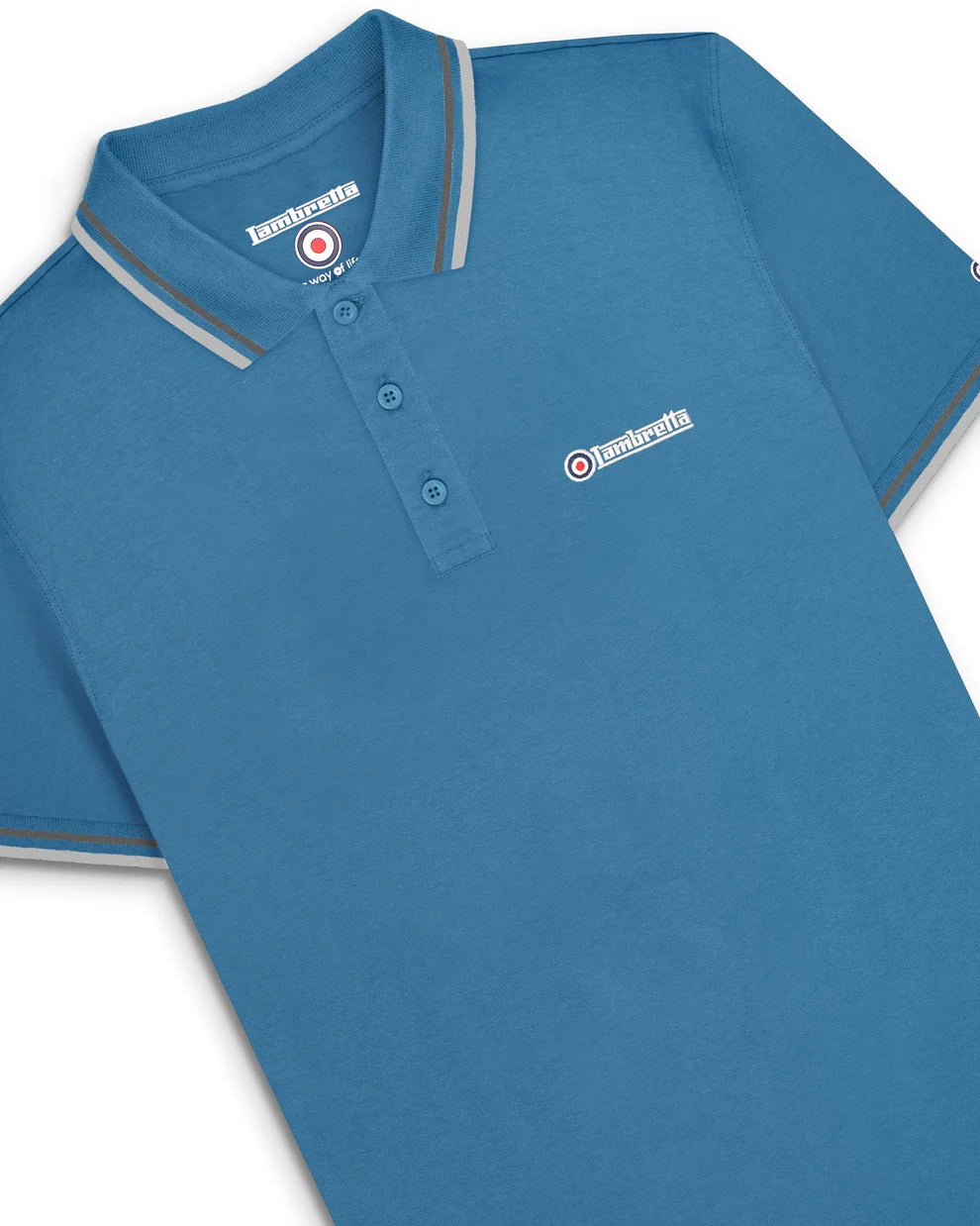 Lambretta SS1608 Twin Tipped Polo Shirt Dark Blue / Thuderstorm / Grey