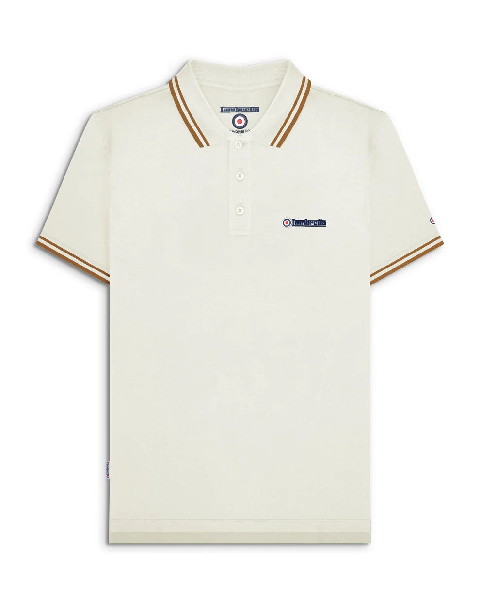 Lambretta SS1608 Twin Tipped Polo Shirt Jet Stream / Tobacco
