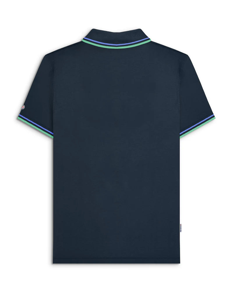 Lambretta Men's SS1608 Twin Tipped Polo Shirt Navy Blue / Cameo