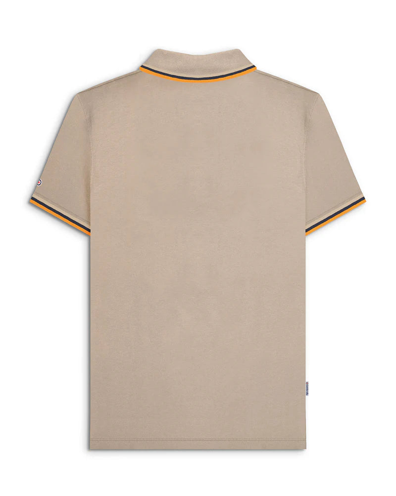 Lambretta Men's SS1650 Triple Tipped Polo Shirt Cashew / Stone / Navy / Orange
