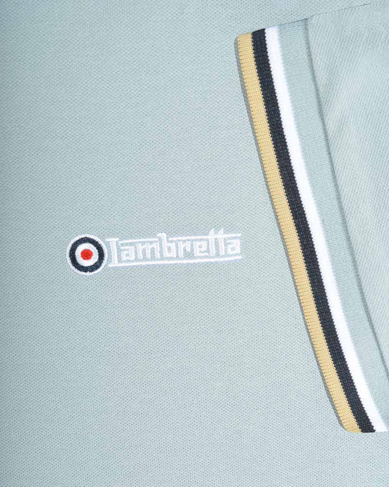 Lambretta Men's SS1650 Triple Tipped Polo Shirt Dusky Blue / White / Navy