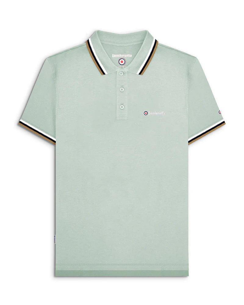 Lambretta Men's SS1650 Triple Tipped Polo Shirt Pale Aqua / White / Sapphire