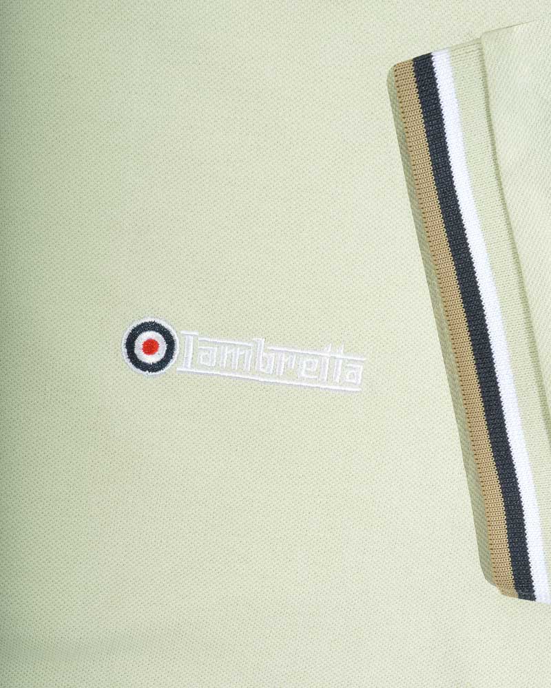 Lambretta Men's SS1650 Triple Tipped Polo Shirt Pale Aqua / White / Sapphire
