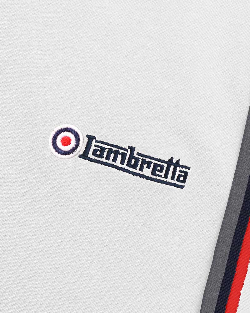 Lambretta Men's SS1650 Triple Tipped Polo Shirt White / Red / Navy / Iron