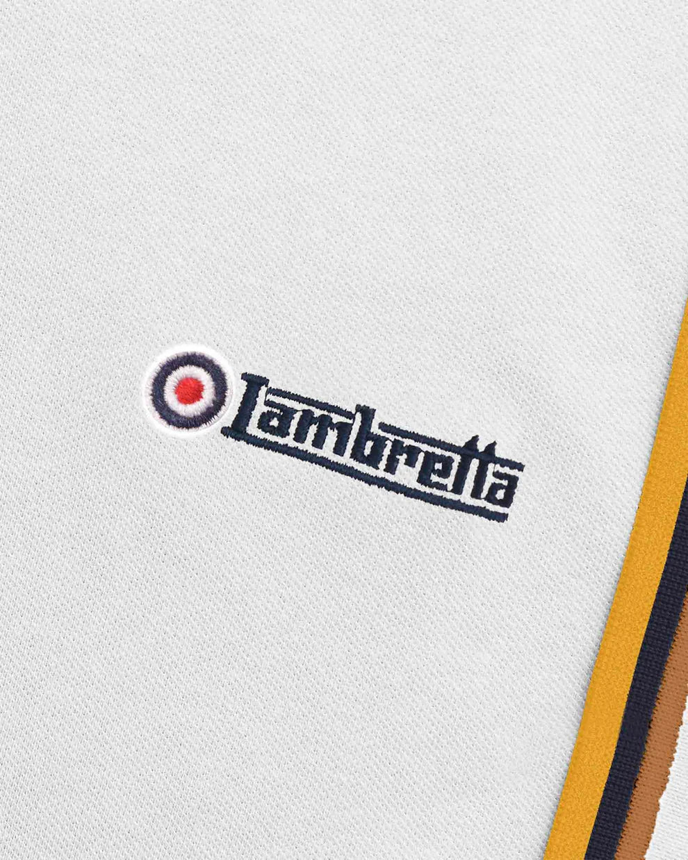 Lambretta Men's SS1650 Triple Tipped Polo Shirt White / Tobacco / Navy / Gold