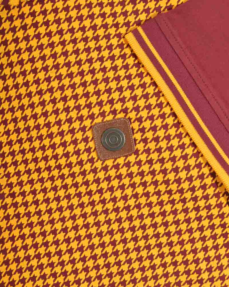 Lambretta Men's SS4026 Houndstooth Polo Shirt Burgundy / Gold