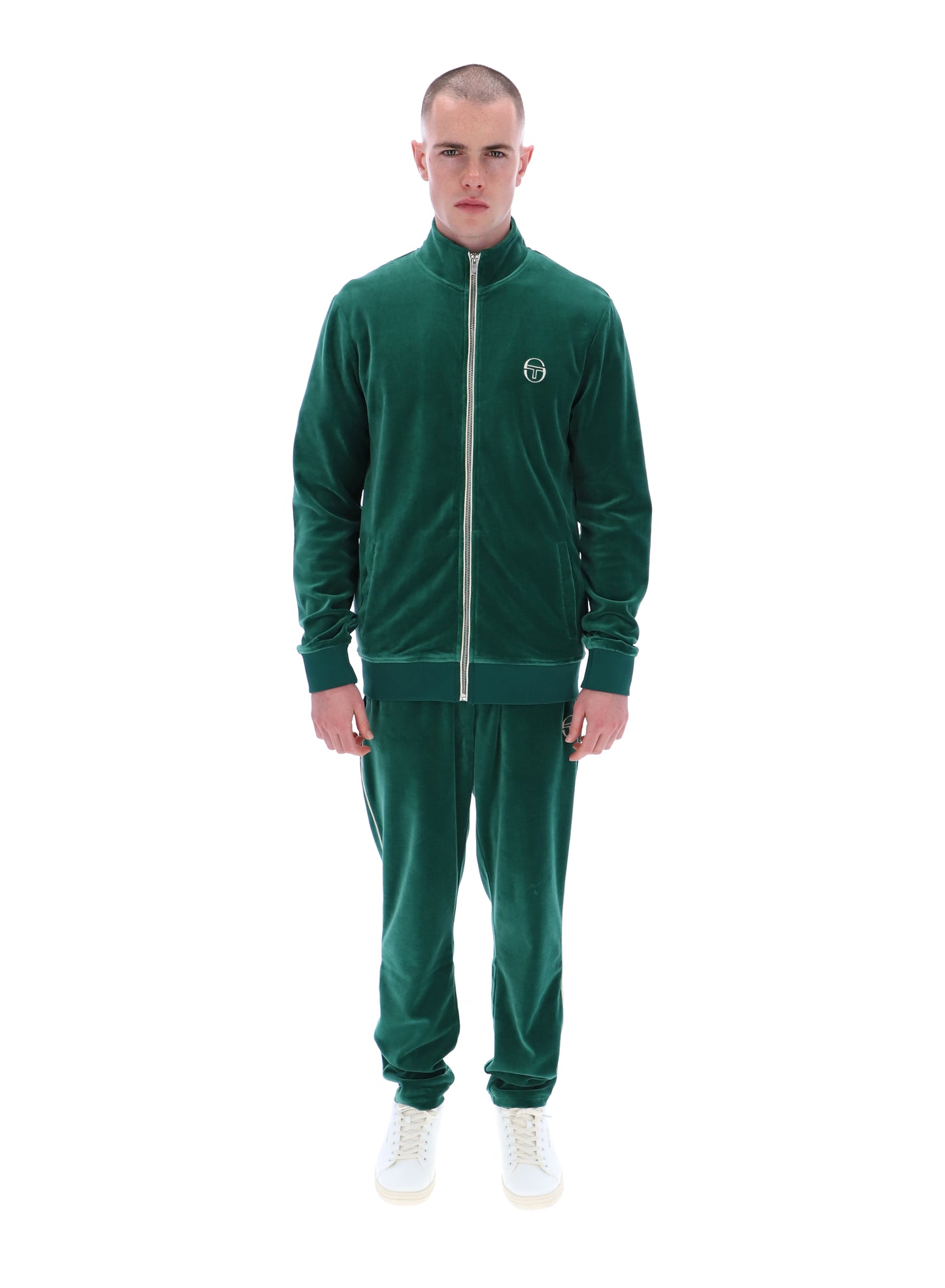 Sergio Tacchini Men's Eddie Velour Track Top Evergreen